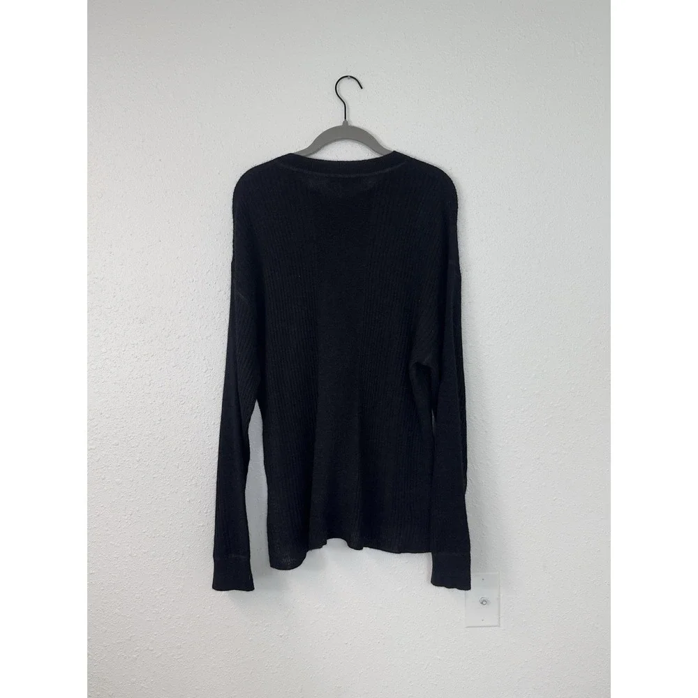 Madewell Black Ribbed Alpaca Blend Crew Neck Oversize Fit Sweater Womens L